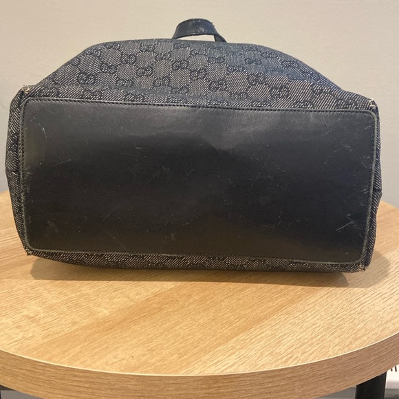 Authentic Gucci GG canvas 31244 bag tote Black Denim and Leather - Picture 3 of 14